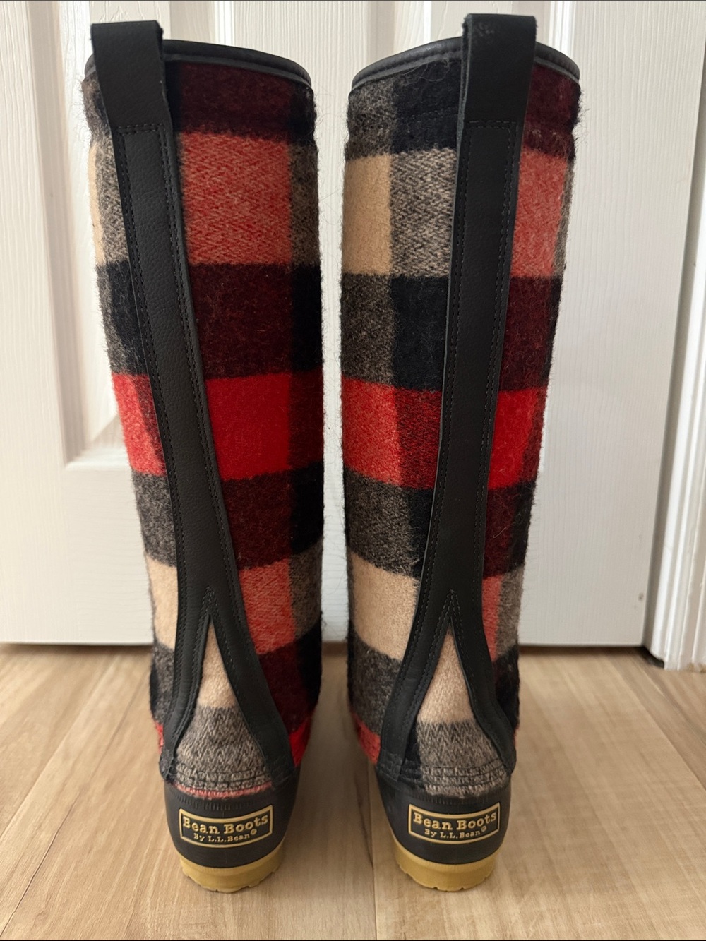 RARE - DISCONTINUED LL BEAN Buffalo Plaid Knee High Wool Bean Boots - Winter - Picture 4 of 7